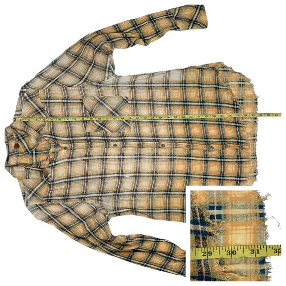 Free People One Grunge Ombré Plaid Top - Yellow Multi - Medium - Picture 4 of 16